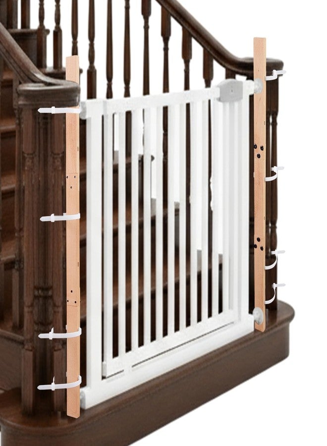 Chunful 2 Pack Wood Baby Gate Banister Adapter Universal No Hole Stairway Banister Adapter Mounting Kit for Pet Fit Round, Square, Irregular Post up to 42" Tall, Gate Not Included (Natural Wood Color) - Image 1